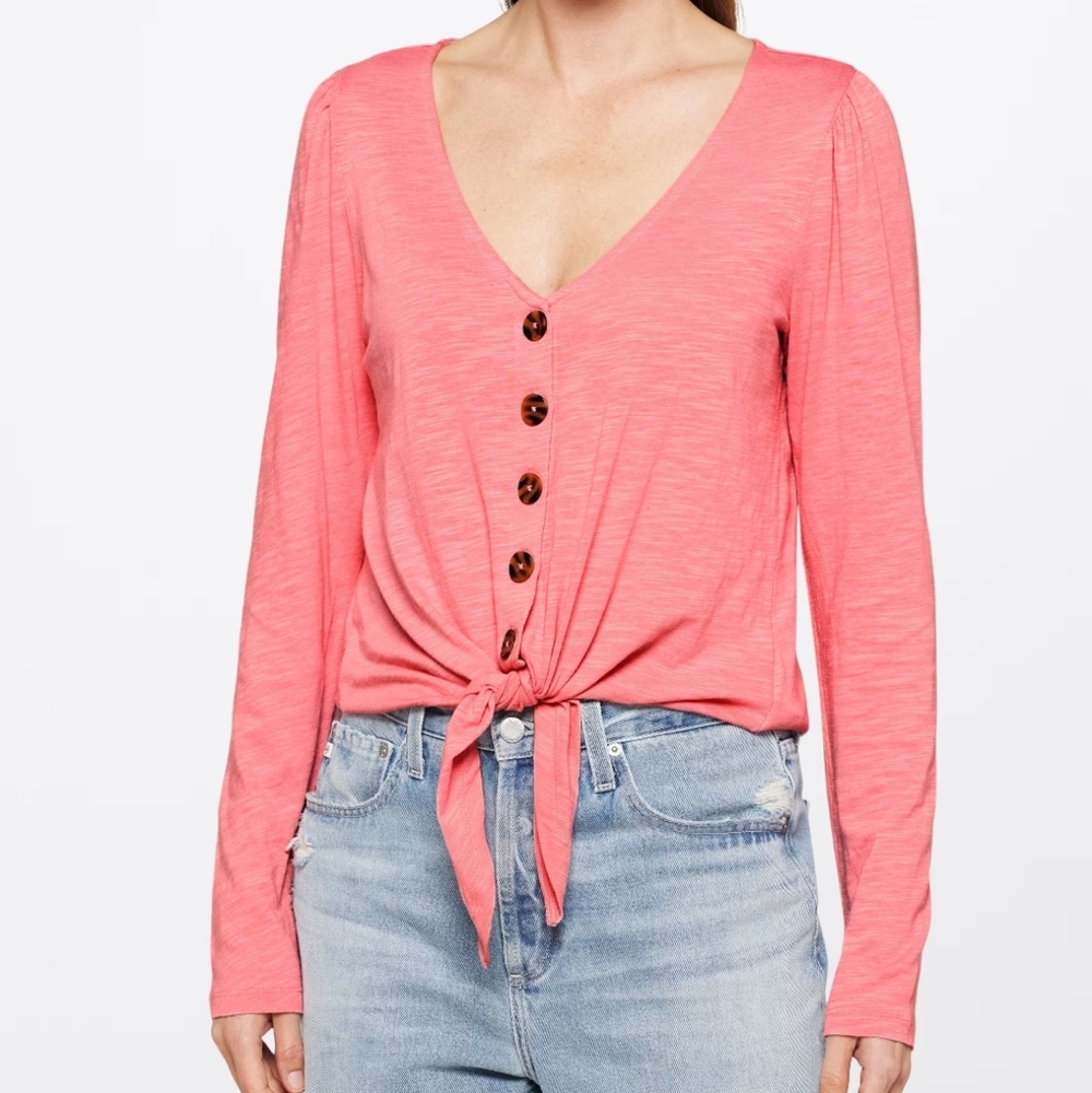 Pink Sanctuary Always Yours Tie Front Knit Long Sleeve Top